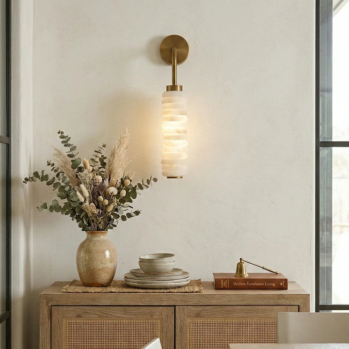 Calla Cylinder Alabaster Wall Lamp