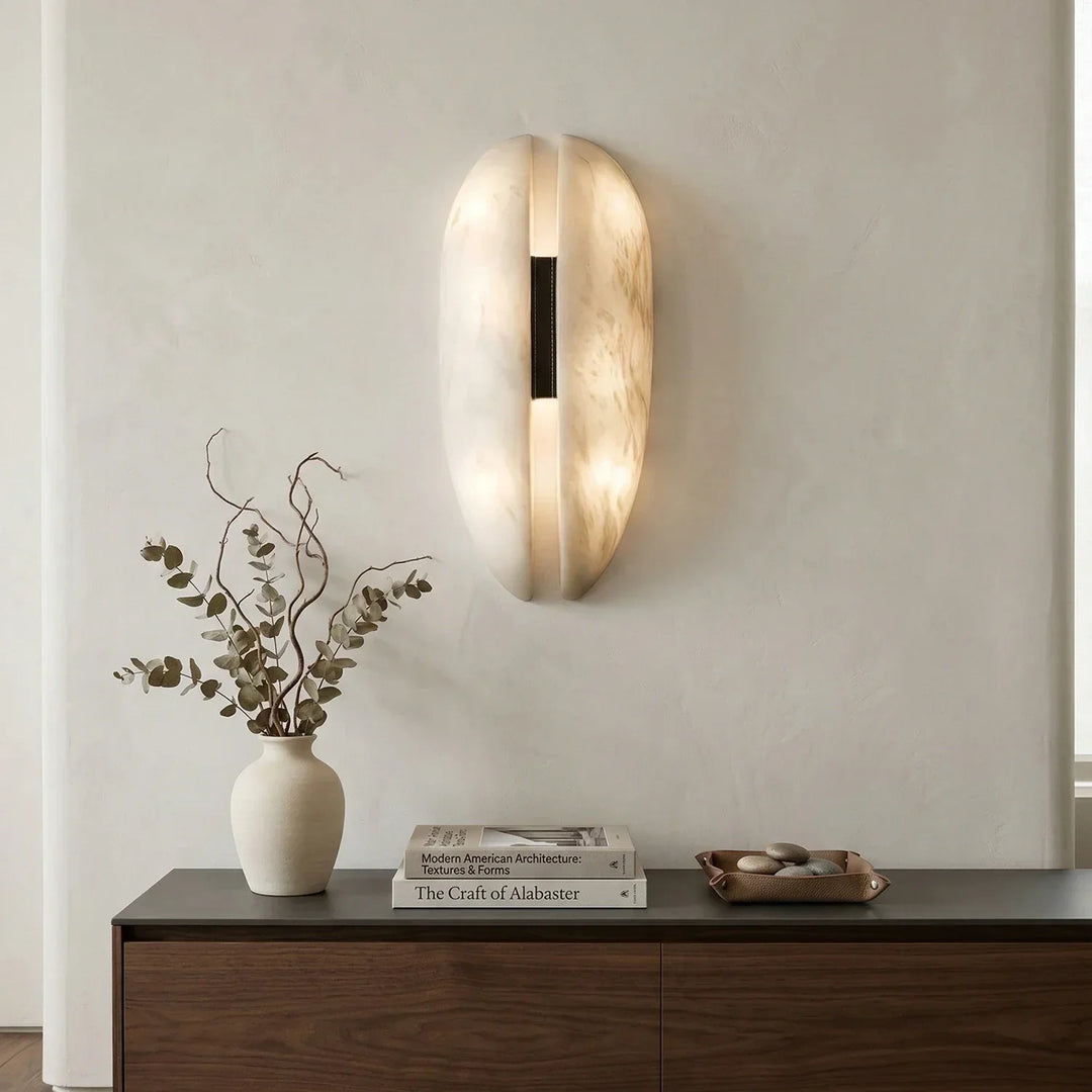 Capsule Alabaster Veil Leather Wall Light