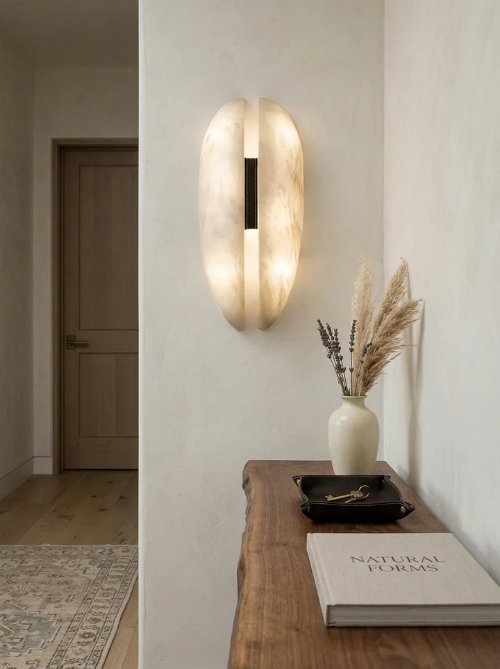 Capsule Alabaster Veil Leather Wall Light