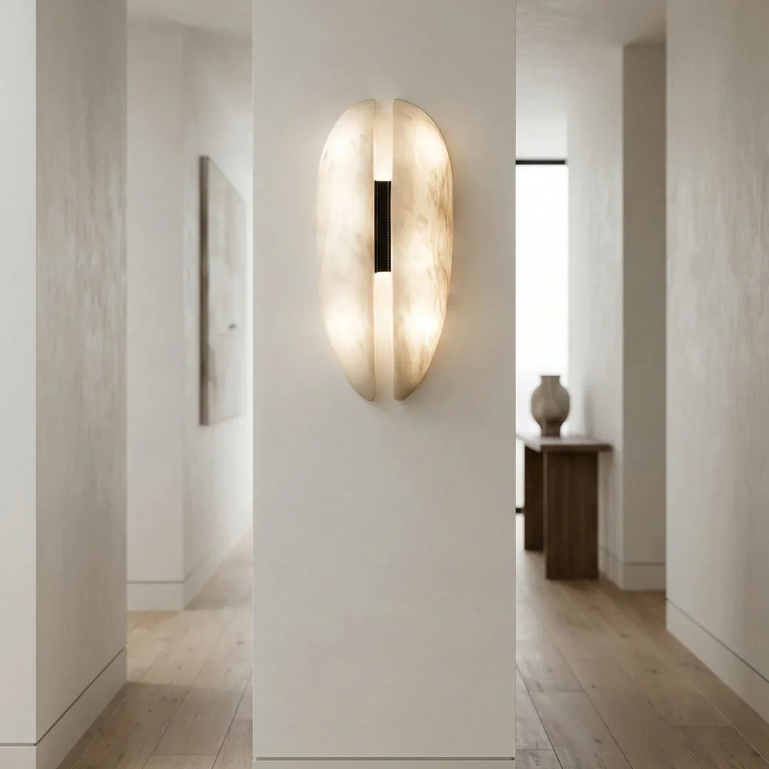 Capsule Alabaster Veil Leather Wall Light