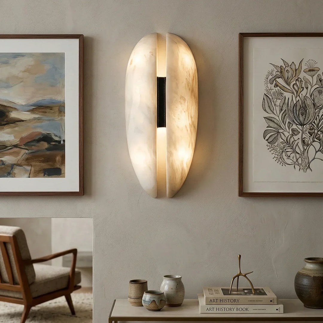 Capsule Alabaster Veil Leather Wall Light - view 5 | Woorglamp