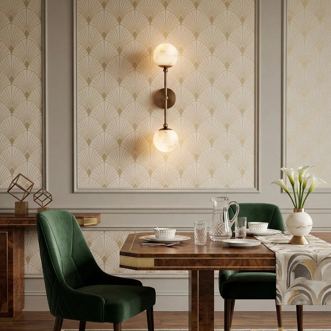 Celestial Double Alabaster Globe Wall Sconce