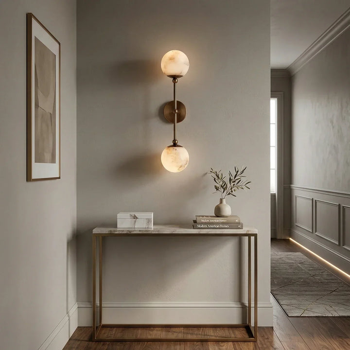 Celestial Double Alabaster Globe Wall Sconce