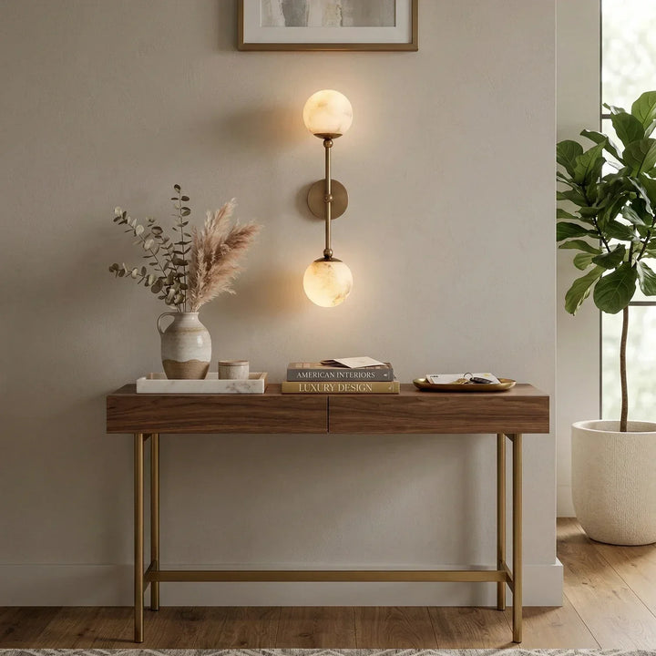 Celestial Double Alabaster Globe Wall Sconce