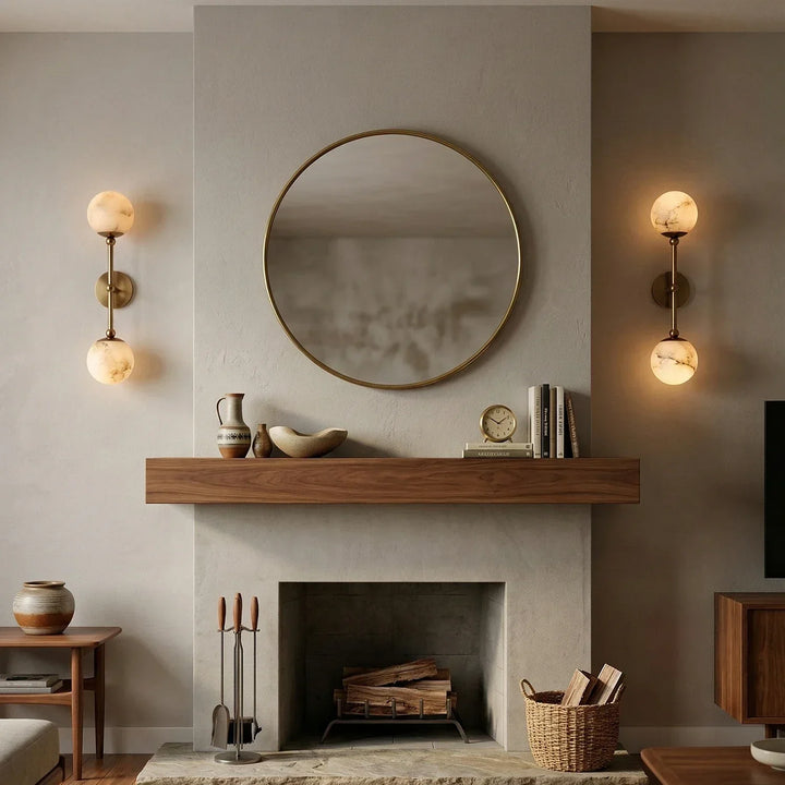 Celestial Double Alabaster Globe Wall Sconce