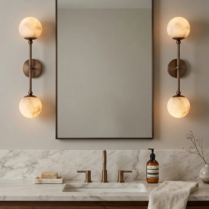 Celestial Double Alabaster Globe Wall Sconce