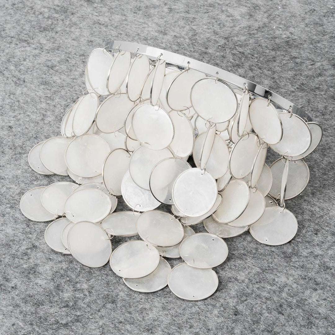 Chrome Round Tiered Capiz Shell Wall Lamp