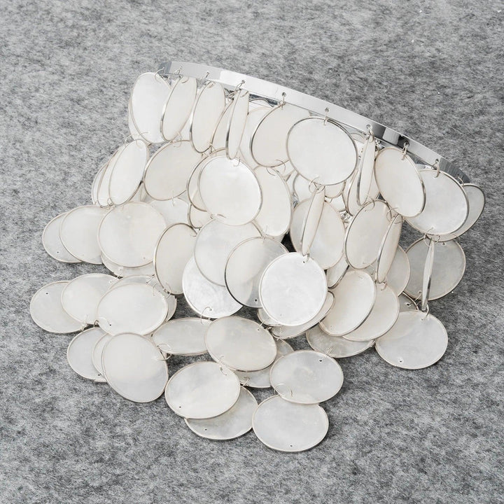 Chrome Round Tiered Capiz Shell Wall Lamp