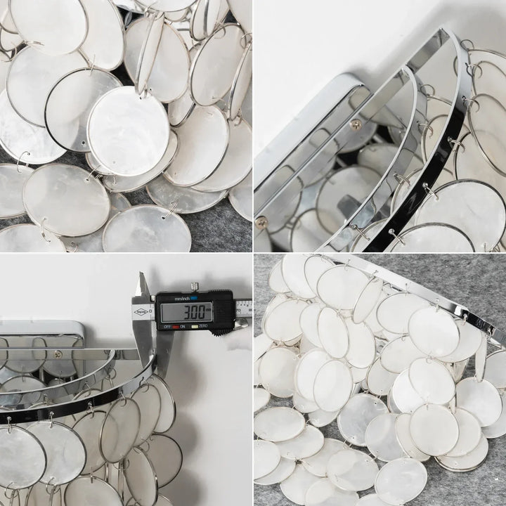 Chrome Round Tiered Capiz Shell Wall Lamp