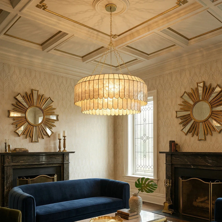 Columnar Capiz Shell Chandelier