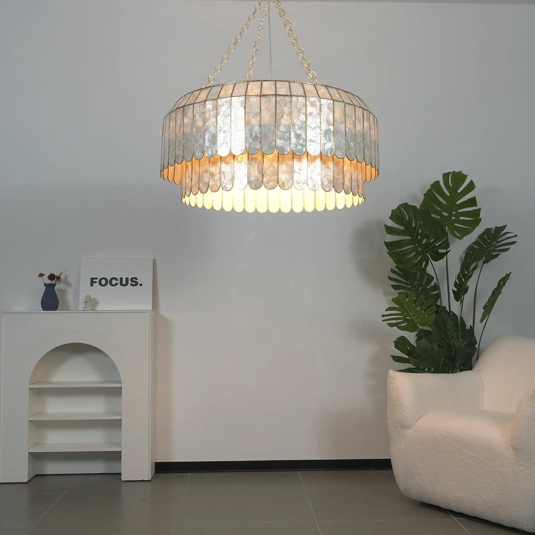 Columnar Capiz Shell Chandelier