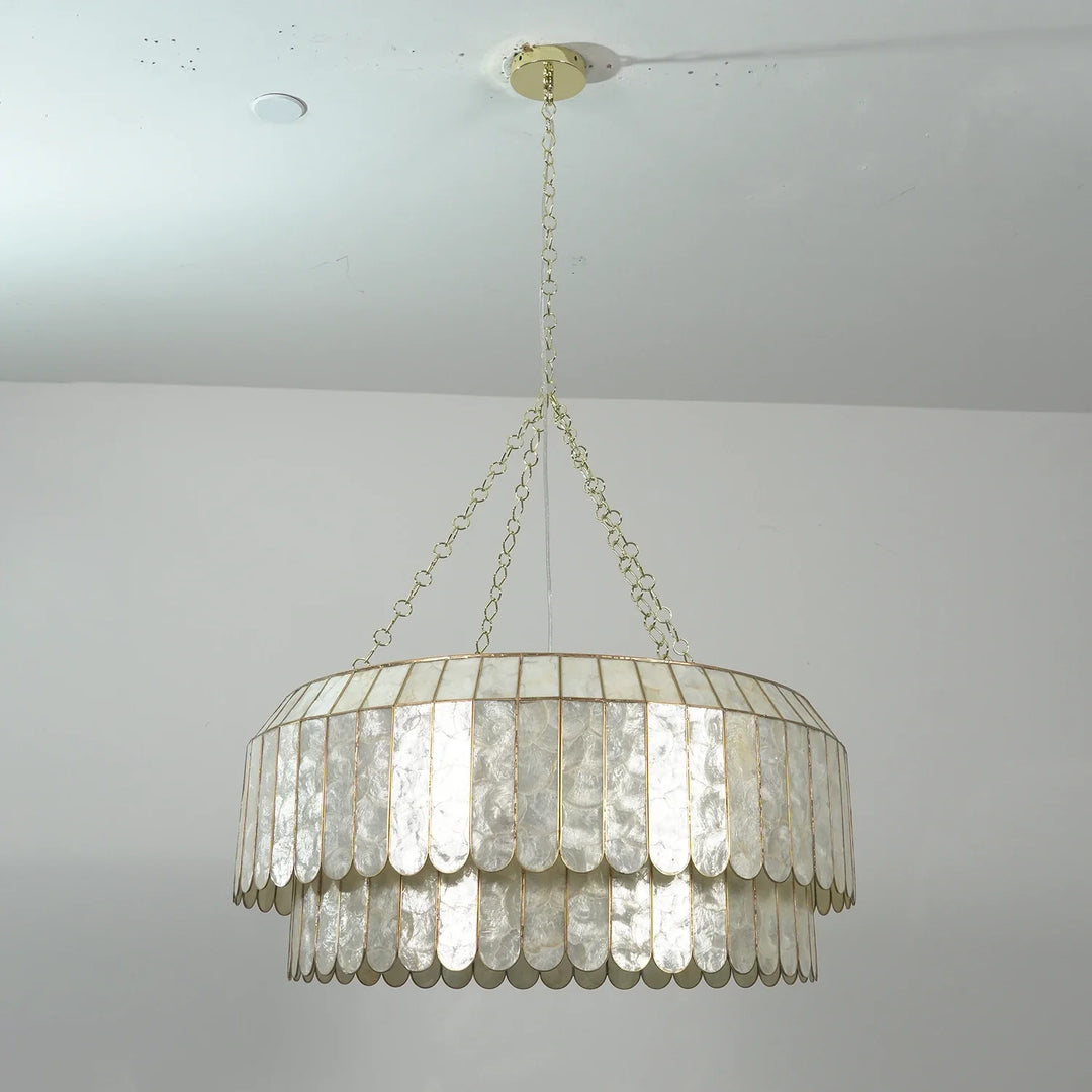 Columnar Capiz Shell Chandelier