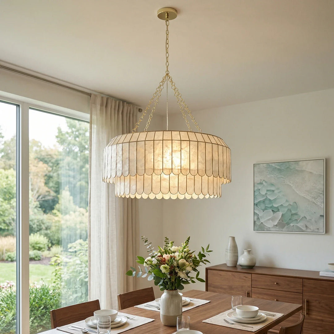 Columnar Capiz Shell Chandelier