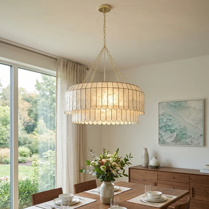 Columnar Capiz Shell Chandelier