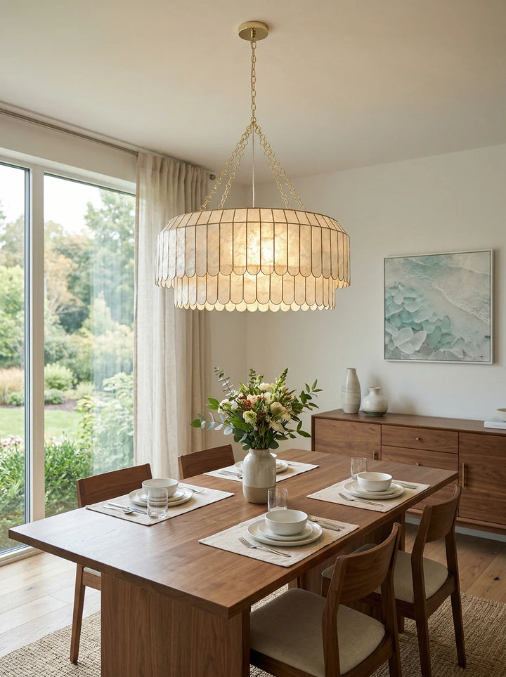Columnar Capiz Shell Chandelier