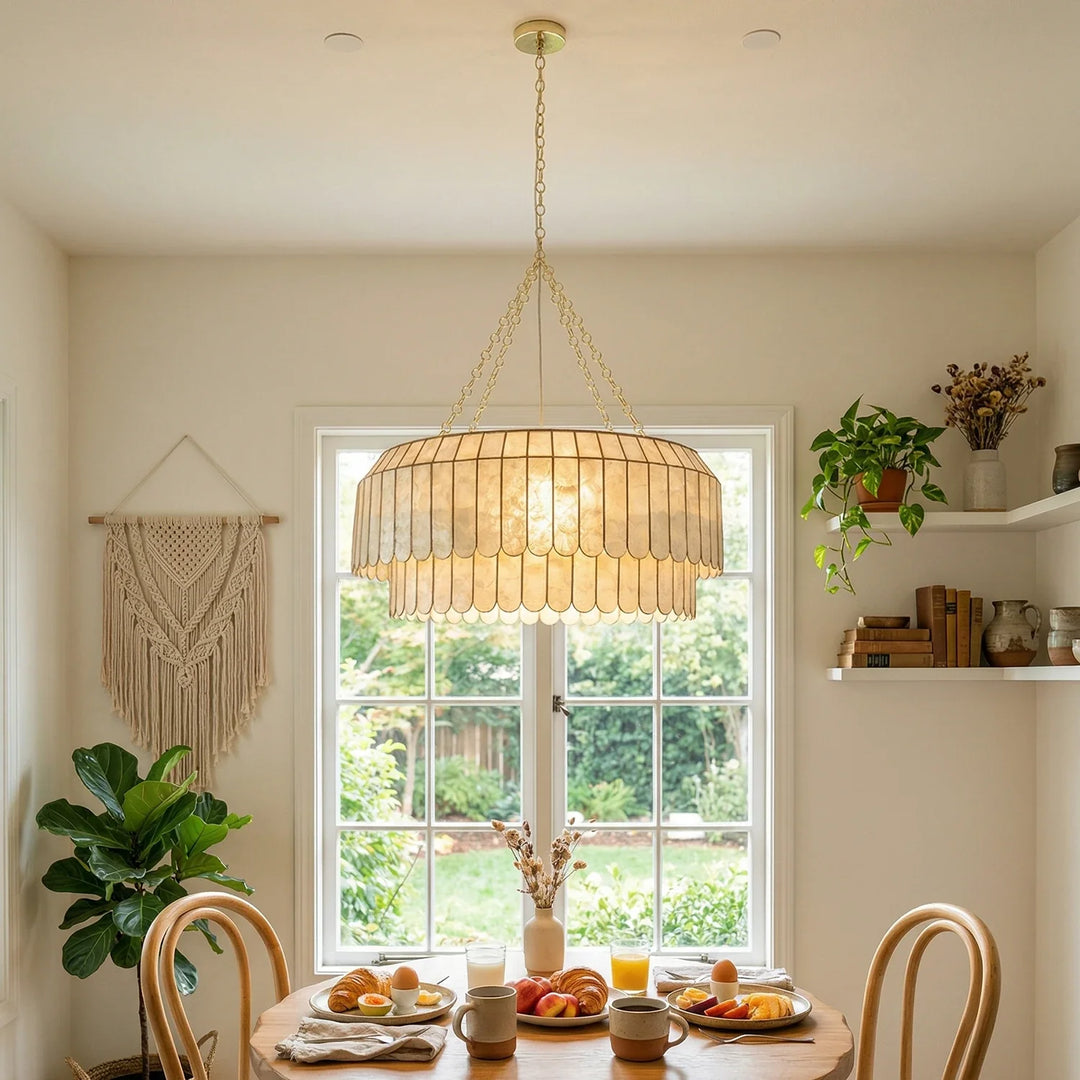 Columnar Capiz Shell Chandelier