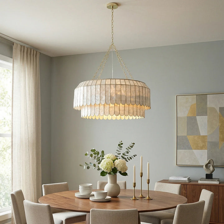 Columnar Capiz Shell Chandelier