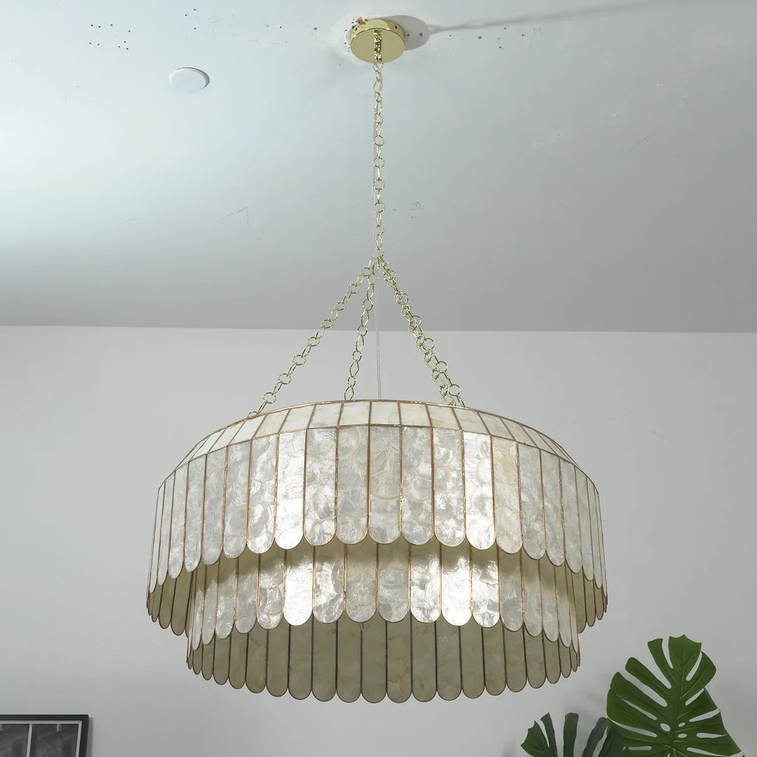 Columnar Capiz Shell Chandelier