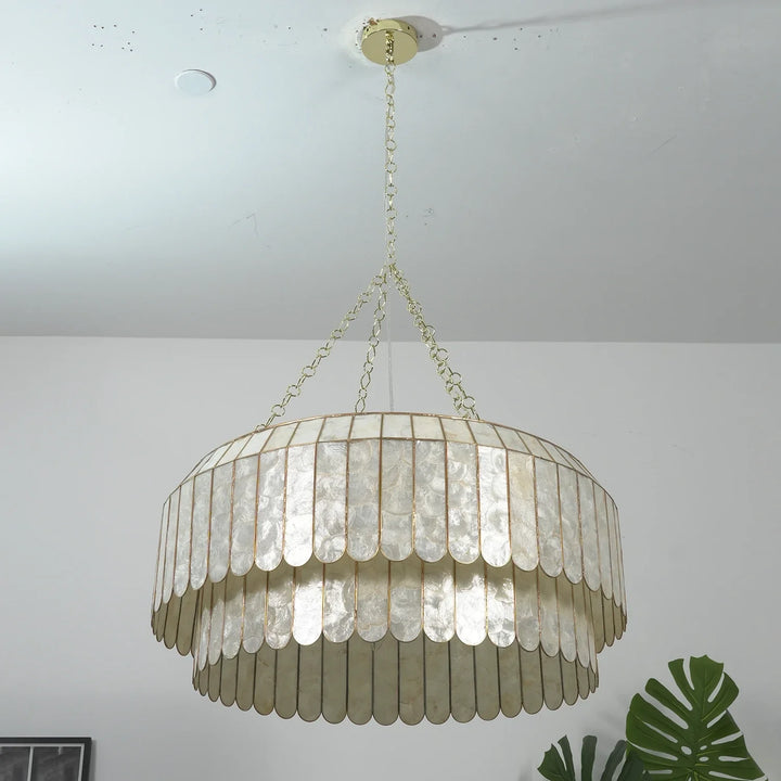 Columnar Capiz Shell Chandelier