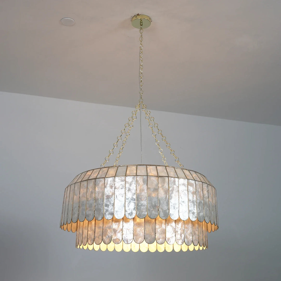 Columnar Capiz Shell Chandelier