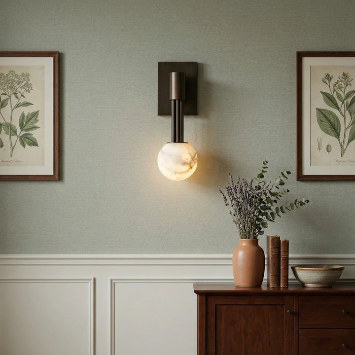 Columnar Obra Spherical Alabaster Wall Lamp