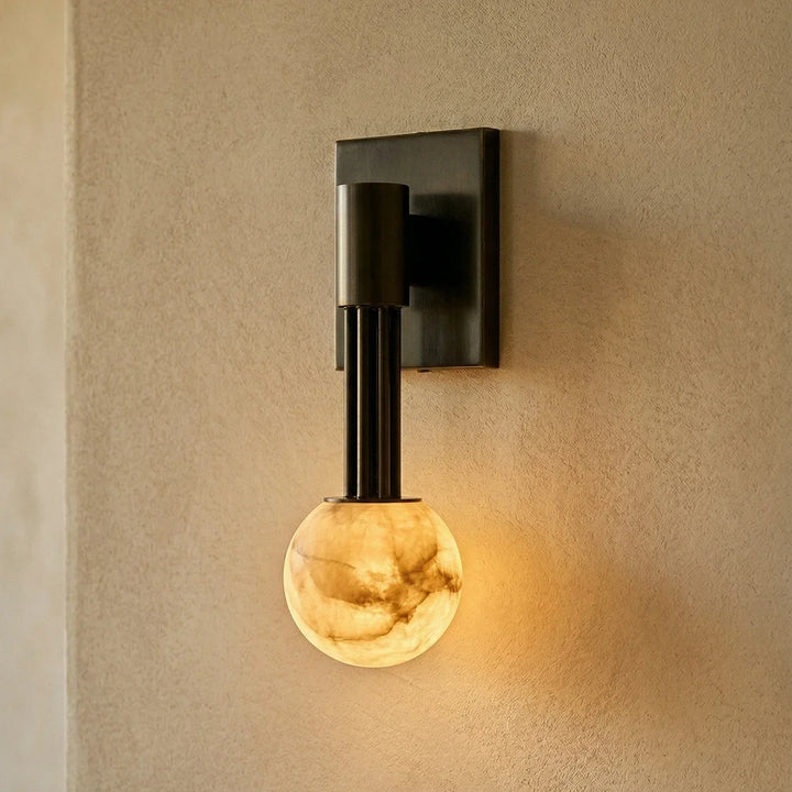 Columnar Obra Spherical Alabaster Wall Lamp