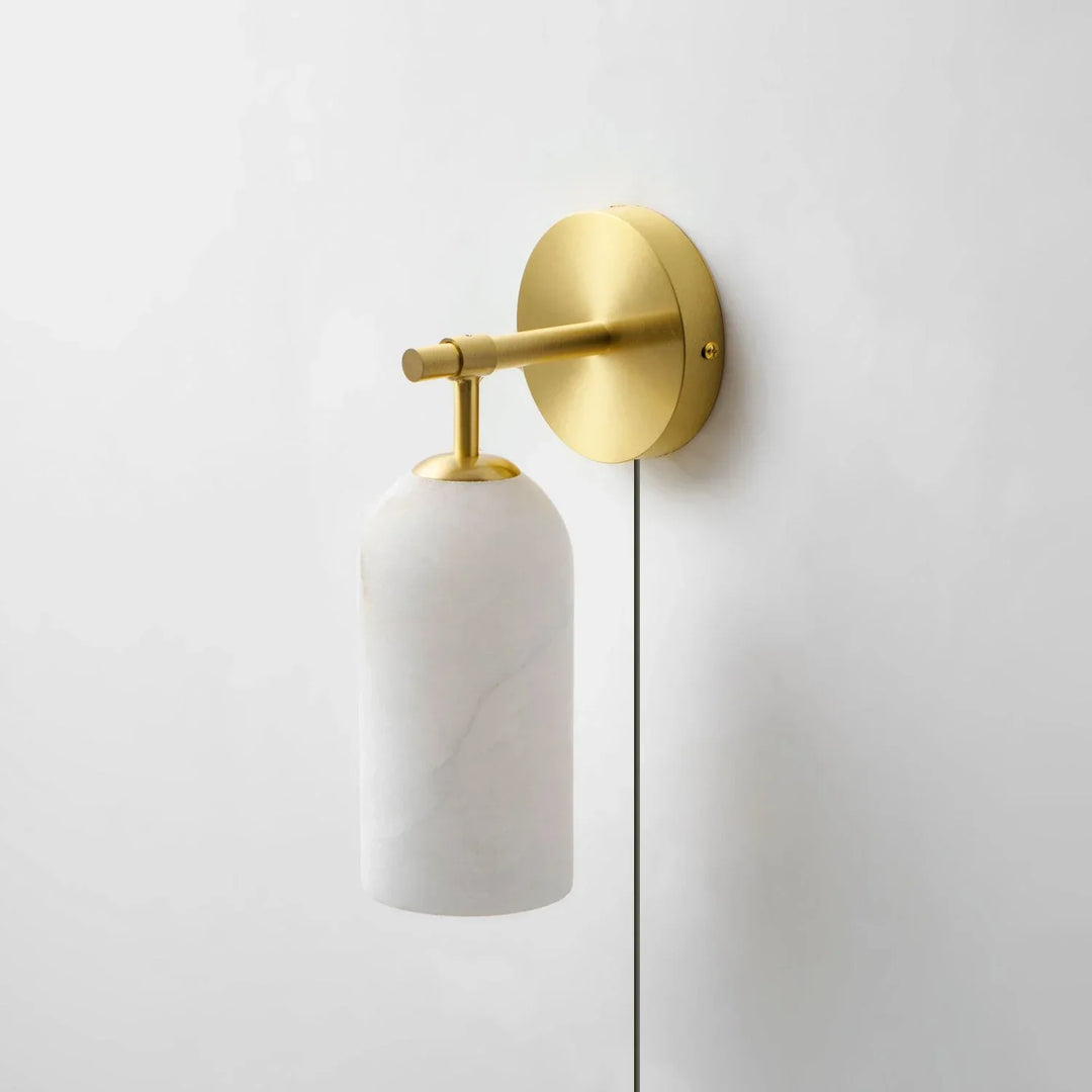 Cylindrical Alabaster Plug-in Wall Sconce
