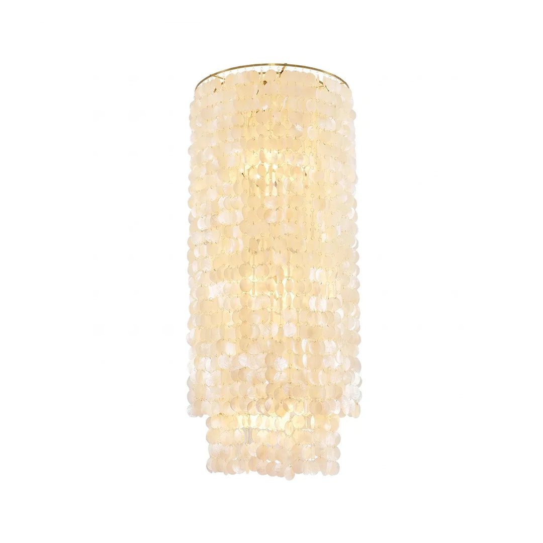 Cylindrical Capiz Shell Flush Mount Chandelier