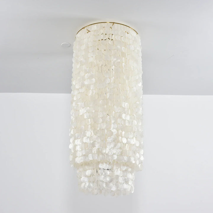 Cylindrical Capiz Shell Flush Mount Chandelier