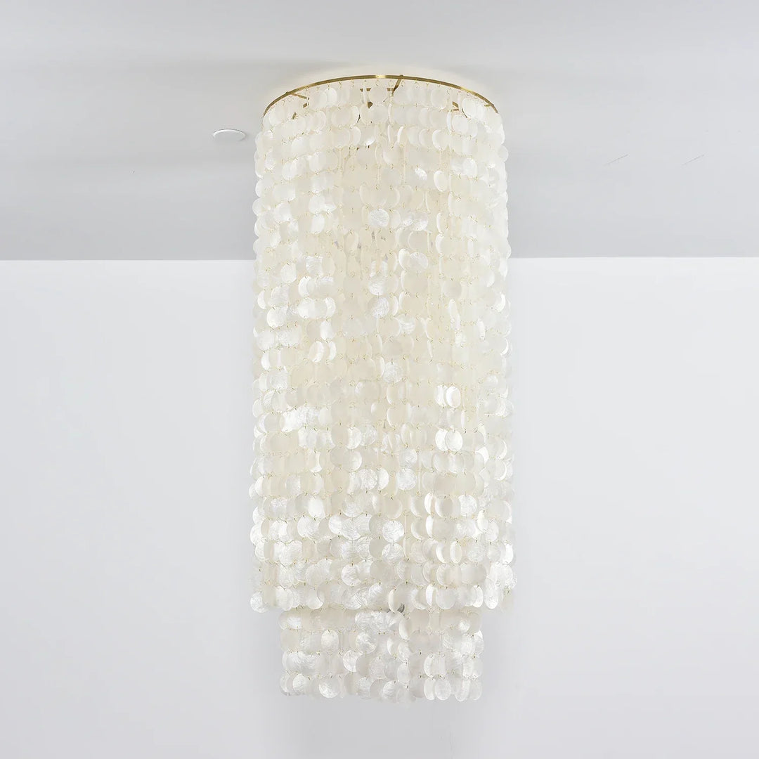 Cylindrical Capiz Shell Flush Mount Chandelier