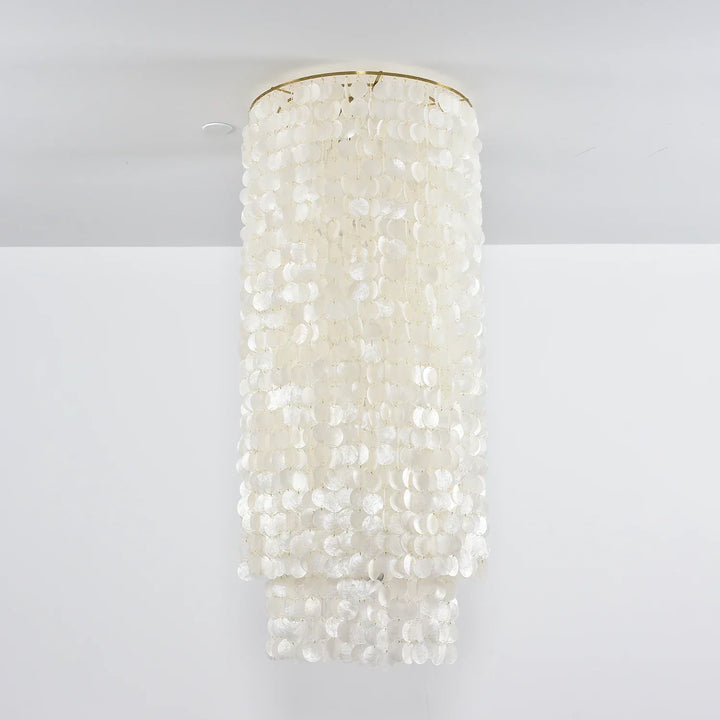 Cylindrical Capiz Shell Flush Mount Chandelier