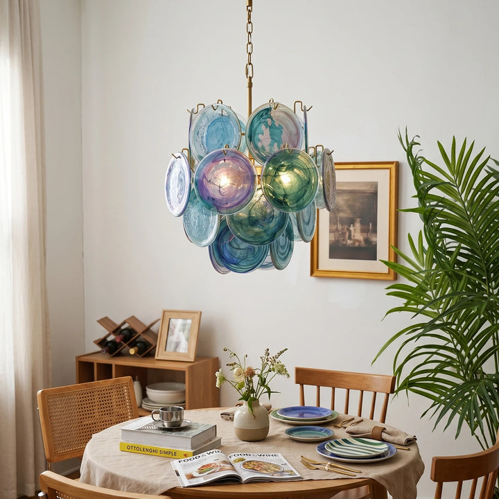 Tiered Aurelia Glass Multicolor Chandelier