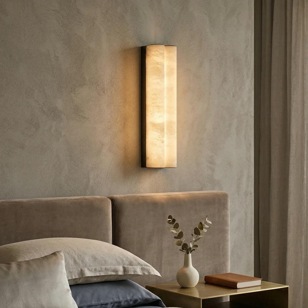 Double Cylinder Alabaster Tubular Wall Sconce