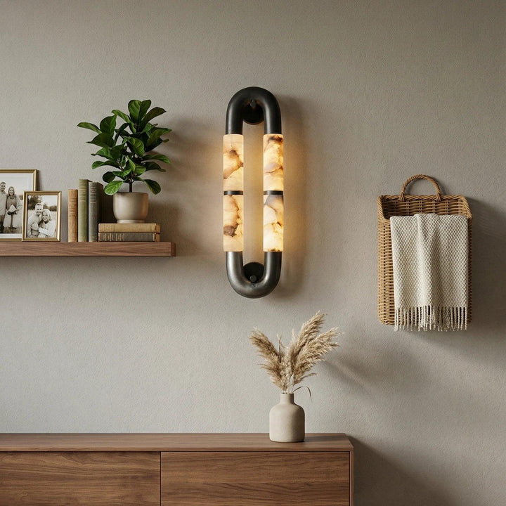 Dual-Head Luma Arc Snowflake Stone Wall Lamp