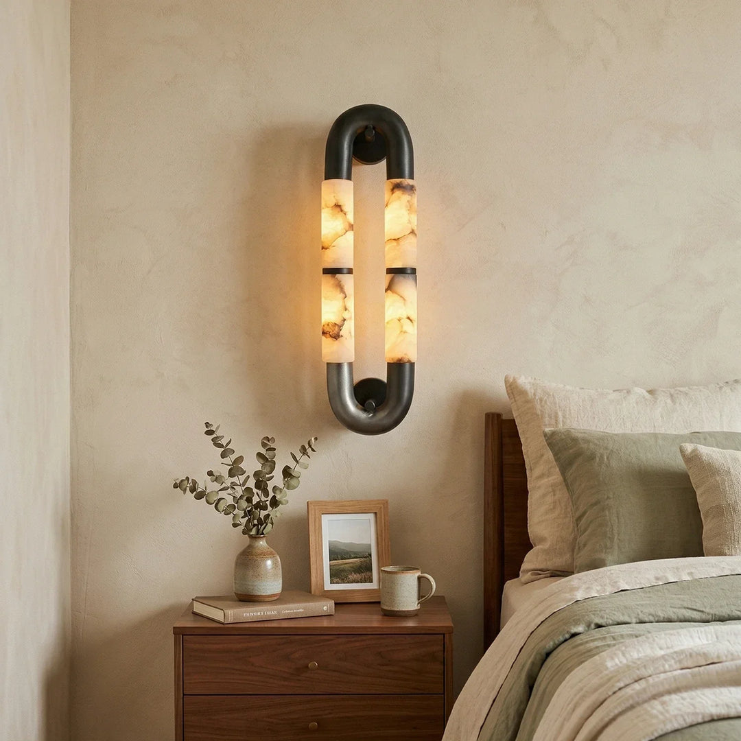 Dual-Head Luma Arc Snowflake Stone Wall Lamp