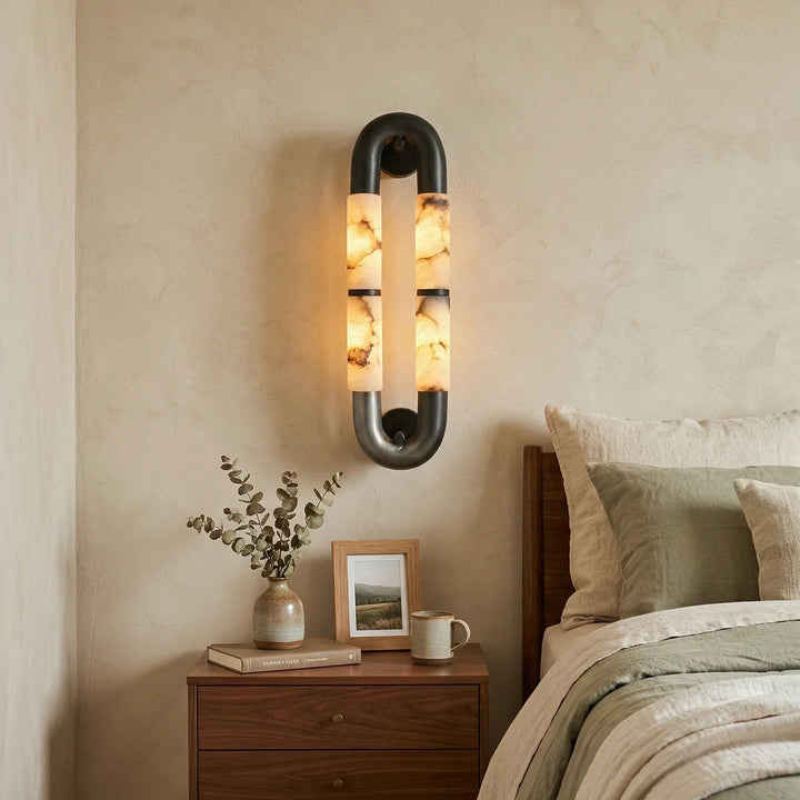 Dual-Head Luma Arc Snowflake Stone Wall Lamp