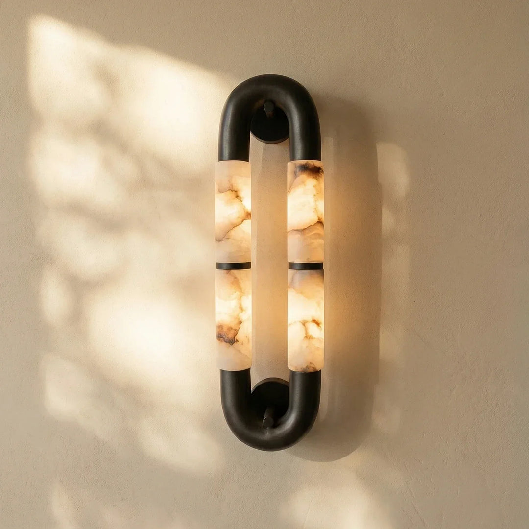 Dual-Head Luma Arc Snowflake Stone Wall Lamp