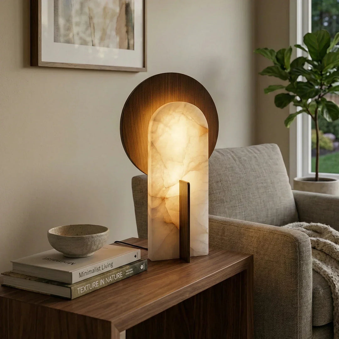 Eclipse Alabaster Oval Table Lamp