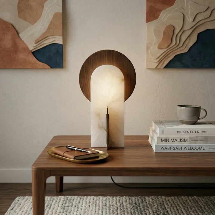 Eclipse Alabaster Oval Table Lamp
