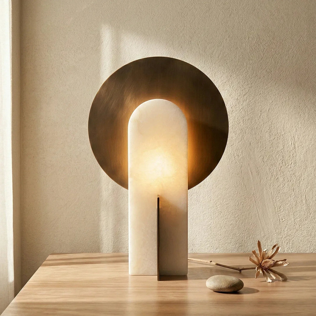 Eclipse Alabaster Oval Table Lamp