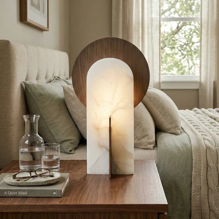 Eclipse Alabaster Oval Table Lamp