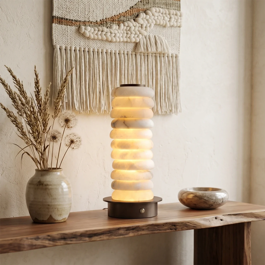 Multi-Tiered Alabaster Table Lamp - view 6 | Woorglamp