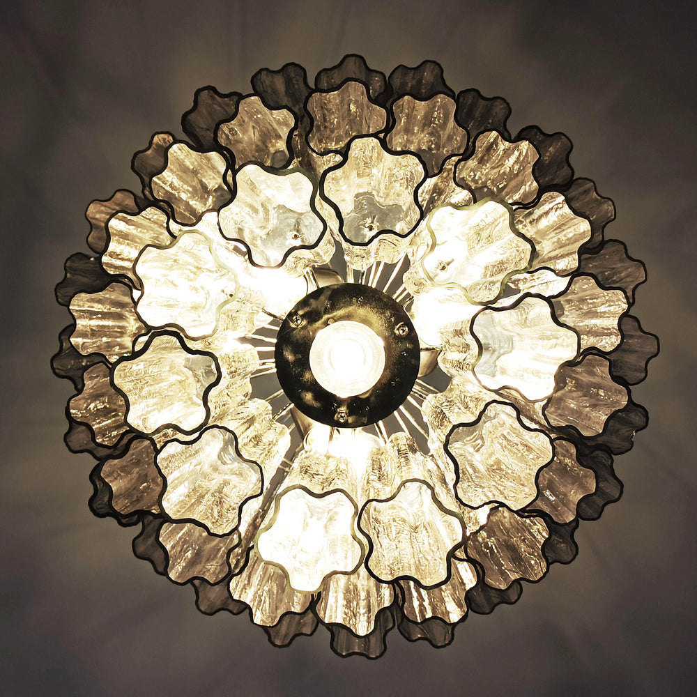 Top view of Fantastic Murano Tubes Chandelier with clear star-shaped glass elements