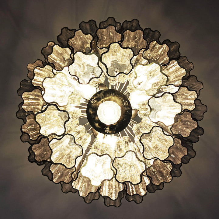 Top view of Fantastic Murano Tubes Chandelier with clear star-shaped glass elements