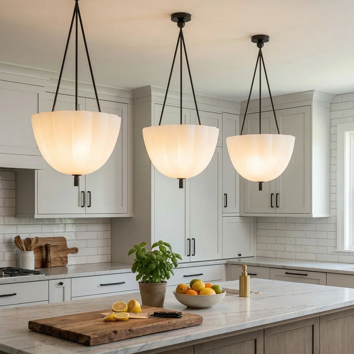 Fluted Glass Volare Scalloped Pendant Lamp