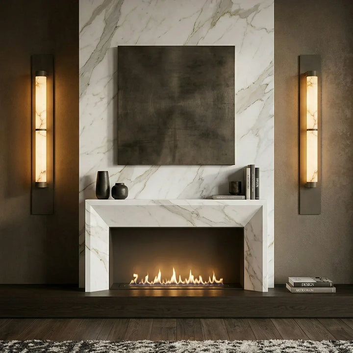Geo Columnar Linear Alabaster Wall Sconce