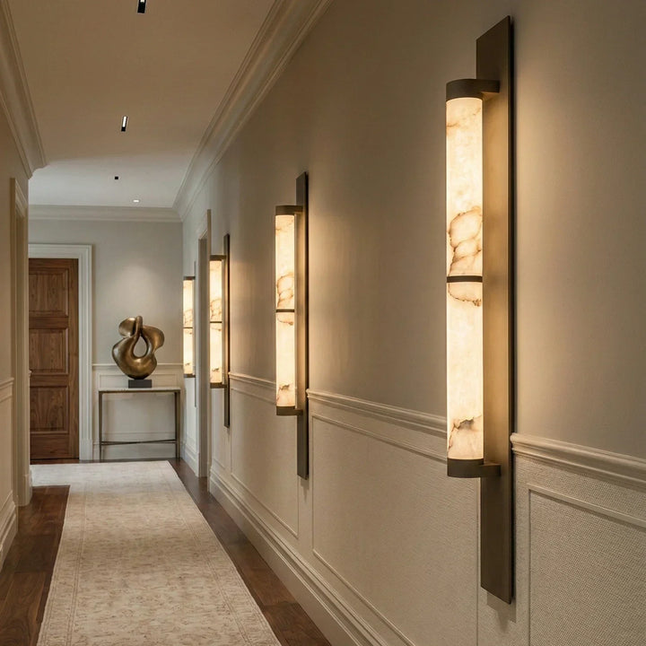 Geo Columnar Linear Alabaster Wall Sconce