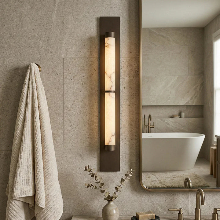 Geo Columnar Linear Alabaster Wall Sconce