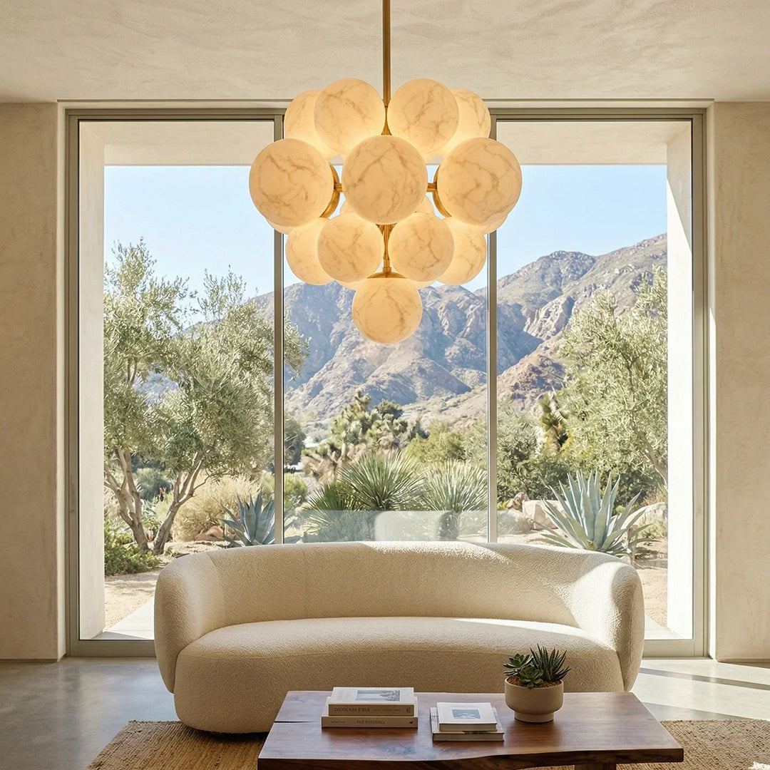 Grape Cluster Alabaster Spherical Chandelier