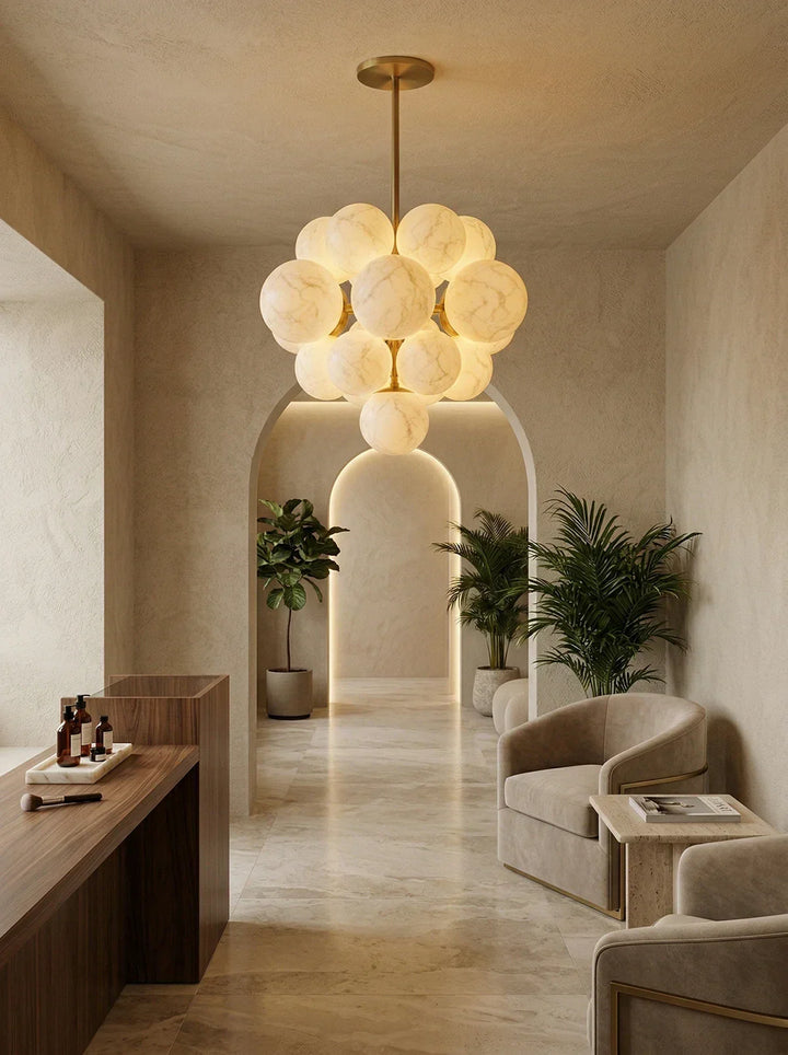 Grape Cluster Alabaster Spherical Chandelier